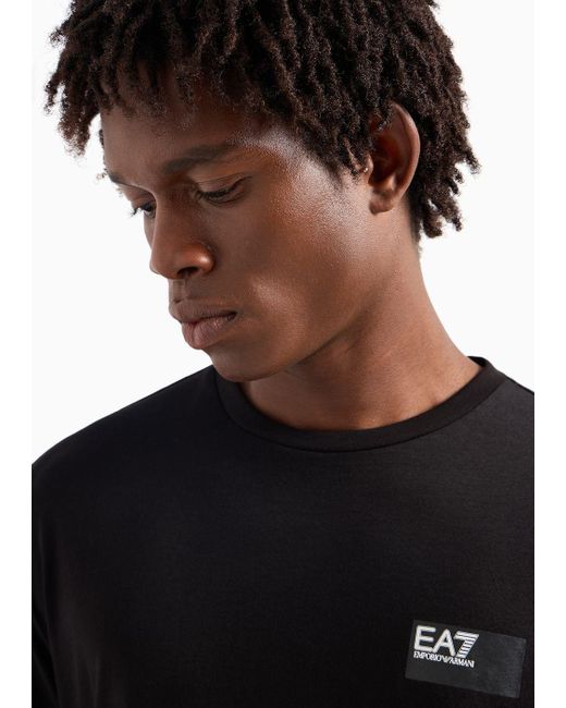 EA7 Black Visibility Cotton Crew-neck T-shirt for men