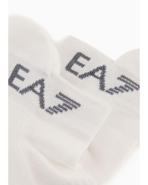 EA7 White Tennis Pro Cotton-blend Ankle Socks
