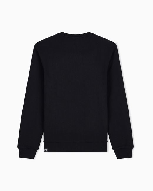 EA7 Black Sweatshirt Logo Series Regular Fit Cotton Jersey for men