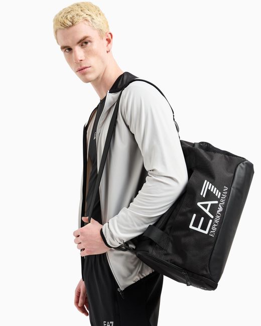 Borsone Tessuto Tecnico Con Tracolla E Logo A Contrasto Ls di EA7 in Black