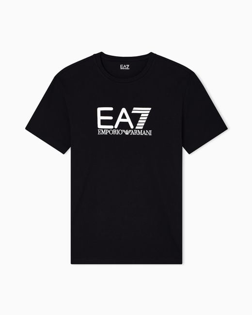 EA7 Visibility Kurzarm-T-Shirt Aus Baumwoll-Stretchjersey in Black für Herren