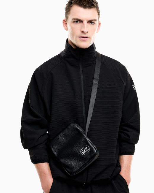 EA7 Black Leather-Effect Shoulder Bag