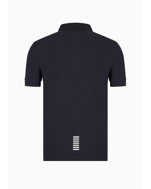 EA7 Blue Core Identity Stretch-cotton Polo Shirt for men