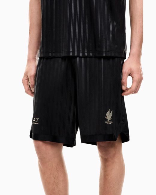 EA7 Black Set Soccer Regular Fit With Polo And Shorts for men