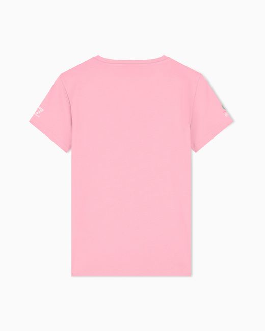 EA7 Pink Internazionali Bnl D'Italia Cotton Crew-Neck T-Shirt