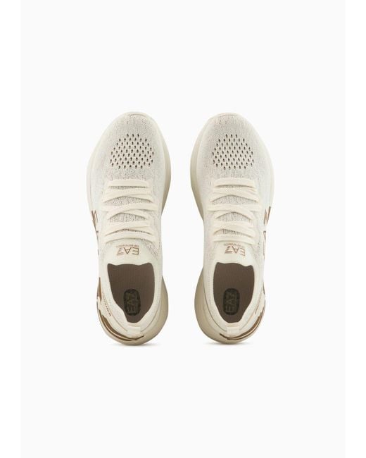 EA7 White Crusher Distance Knit Sneakers