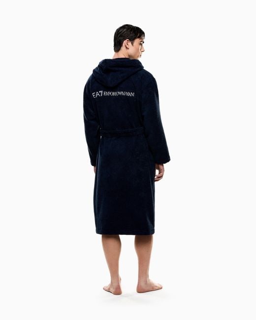EA7 Blue Terry Robe for men