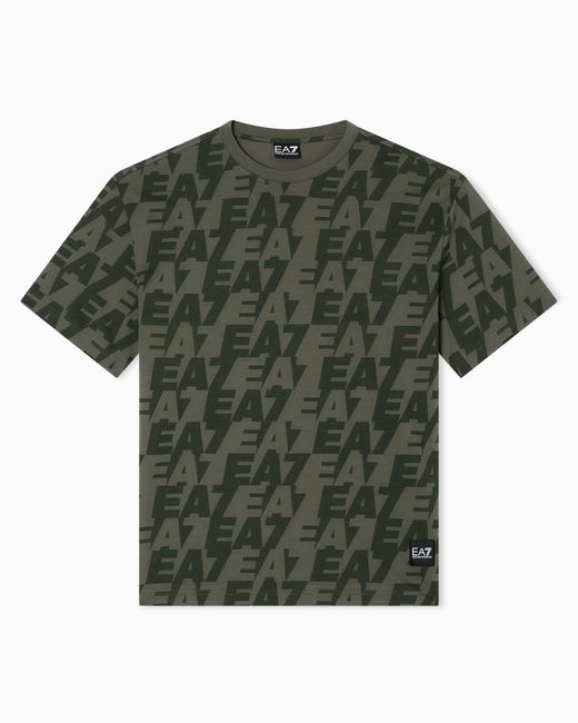 EA7 Green Asv Logo Series Organic-Cotton Crew-Neck T-Shirt for men