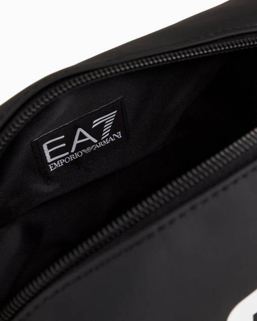 EA7 Black Weekend Bag With Zip And Rubberized Finish Logo Series