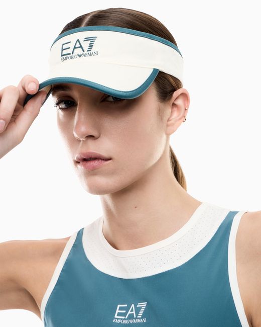 EA7 White Tennis Pro Cotton Visor