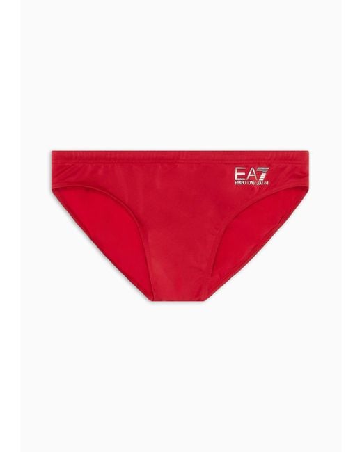 EA7 Asv Badeslip Mit Niedrigem Bund Und Logo in Red für Herren
