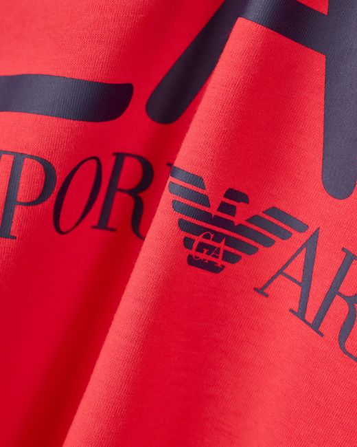 EA7 Red Armani Olimpia Milano Pure Cotton T-Shirt for men