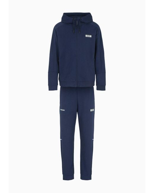 EA7 Blue Dynamic Athlete Tracksuit In Natural Ventus7 Technical Fabric for men
