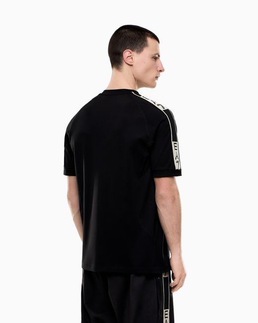 EA7 Black Graphic Series Stretch Viscose-Blend T-Shirt for men