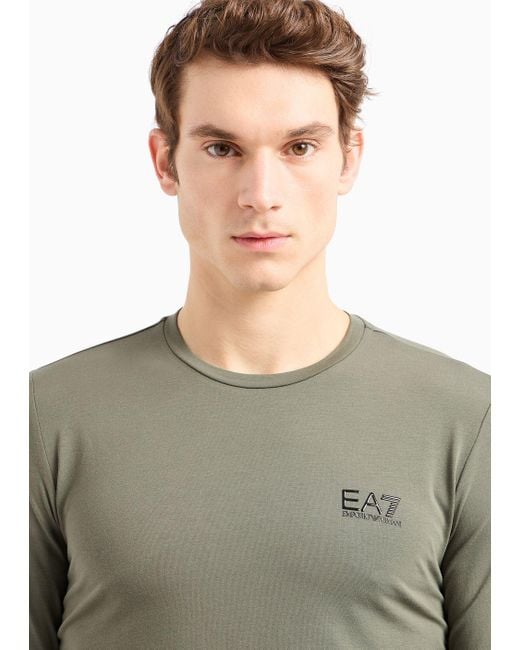 T-shirt Core Identity A Manica Lunga di EA7 in Green da Uomo
