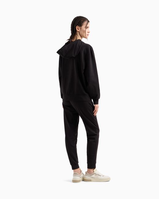 EA7 Black Stretch Cotton Jersey Hooded Tracksuit