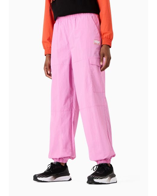 EA7 Pink Contemporary Sport Nylon Cargo Trousers