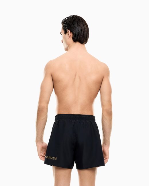 EA7 Black Swim Shorts With A Drawstring Waist And Side Pockets for men
