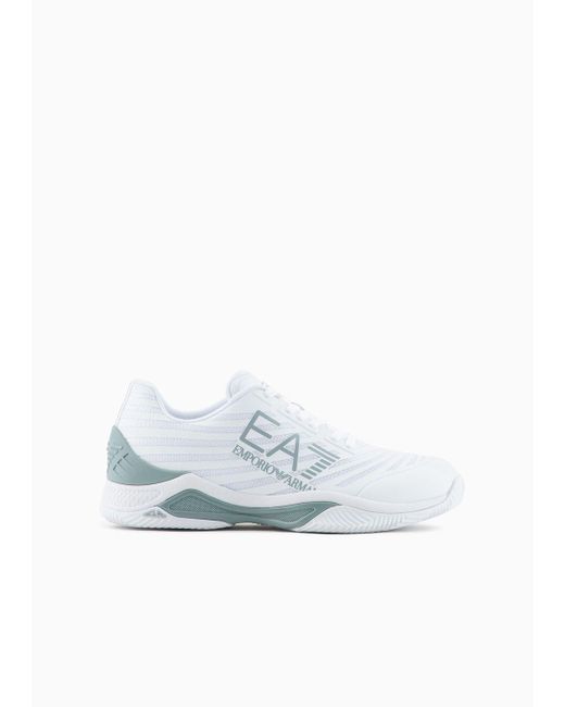 EA7 White Tennis Tech Clay Sneakers