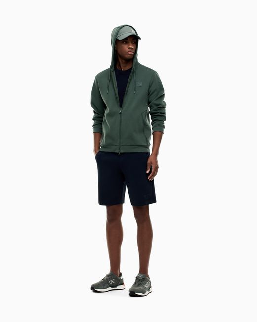 EA7 Green Lux Identity Cotton-Blend Hooded Sweatshirt for men