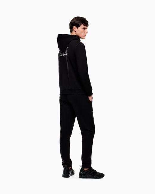 EA7 Blue Pure Cotton Tracksuit With Hood for men