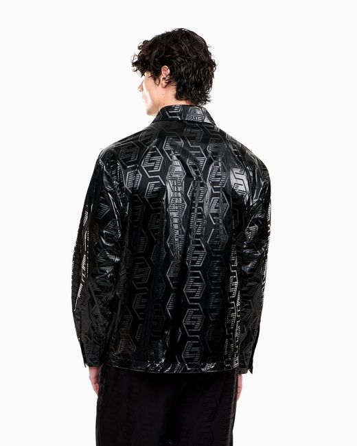 EA7 Black Soccer Shirt Jacket for men