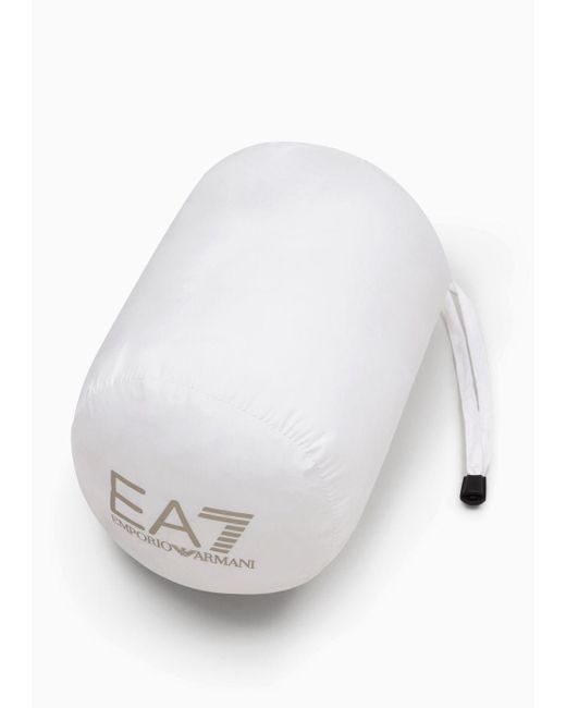 EA7 White Core Lady Packbare Daunenjacke Mit Kapuze
