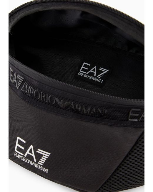 EA7 Black Logo Series Technical Fabric Belt Bag for men