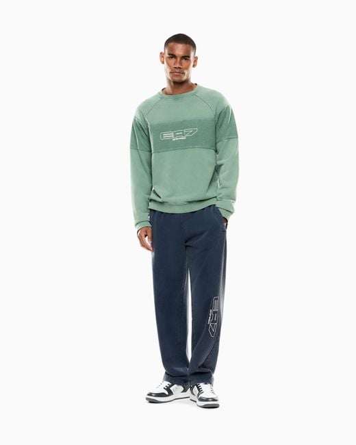 EA7 Green Pure Cotton Logo Series Sweatshirt for men