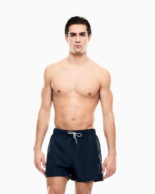 EA7 Blue Bathing Trunks With A Drawstring Waist And Side Pockets for men