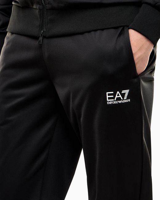 EA7 Black Technical-Fabric Core Identity Tracksuit for men