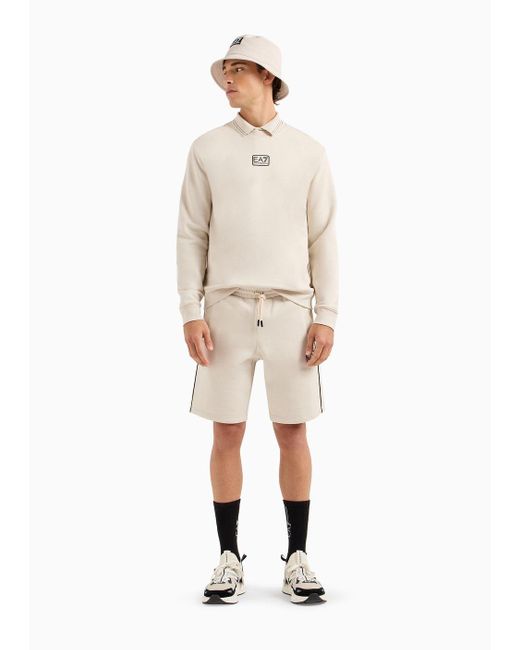 EA7 White Core Identity Cotton-blend Crew-neck Sweatshirt for men