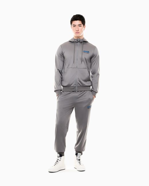 EA7 Gray Tracksuit Visibility With Hood And Full Zip for men