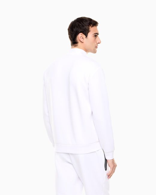 EA7 White Stretch-Viscose Blend Zip-Up Sweatshirt for men