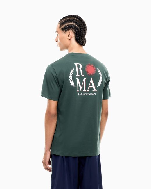 EA7 Green Internazionali Bnl D'Italia Cotton Crew-Neck T-Shirt for men
