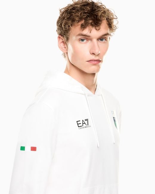 Italia Team Felpa Con Cappuccio di EA7 in White
