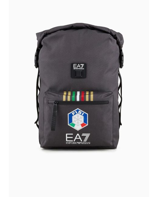EA7 Black Fisi Collection Technical-fabric Backpack