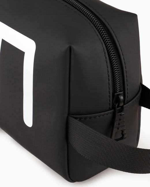 EA7 Black Weekend Bag With Zip And Rubberized Finish Logo Series