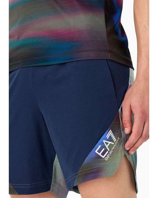 EA7 Blue Tennis Pro Shorts In Ventus7 Technical Fabric for men