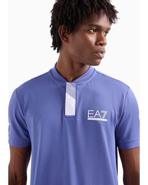 EA7 Tennis Pro Poloshirt Serafino Aus Ventus7-funktionsgewebe in Blue für Herren