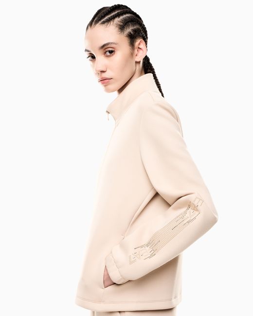 EA7 Natural Logo Series Sweatshirt Mit Reißverschluss Aus Baumwollmischgewebe