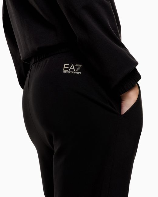 EA7 Black Stretch Cotton-Blend Tracksuit