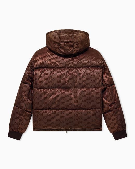 EA7 Brown Bomber Jacket Oversized With Extra Padding And Monogram