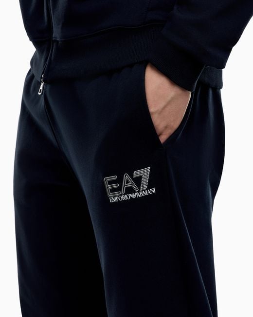 EA7 Blue Visibility Pure Cotton Zip-Up Tracksuit for men