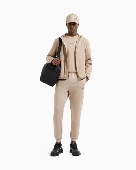 EA7 Core Identity Bomberjacke Mit Kapuze Aus Recyceltem Gewebe in Natural für Herren