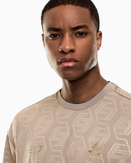 EA7 Gray Soccer Jersey T-Shirt And Shorts Set for men