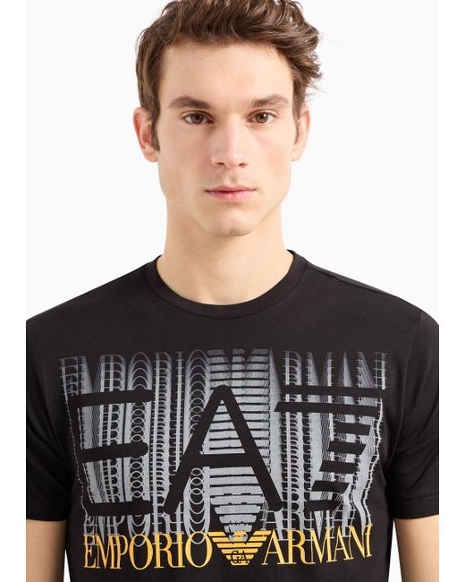 EA7 Black Graphic Series Cotton T-shirt for men