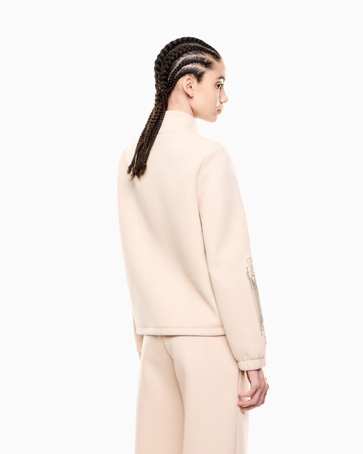 EA7 Natural Logo Series Sweatshirt Mit Reißverschluss Aus Baumwollmischgewebe