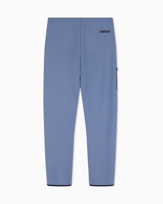 EA7 Blue Slim-Fit Trousers Natural Ventus 7 Technical Cotton Jersey for men