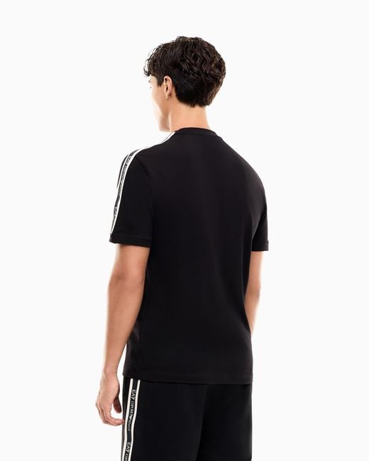 EA7 Black T-Shirt Logo Series Regular Fit Cotton Jersey for men